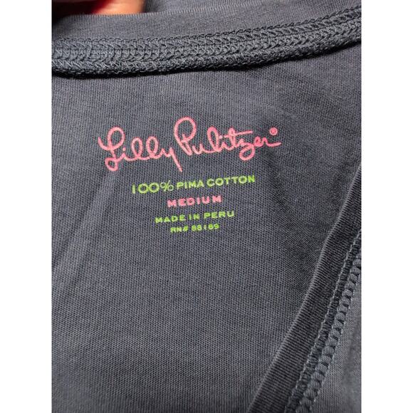 Lilly Pulitzer Juliet Navy Pima Cotton V Neck Preppy Coastal Mini Dress Medium - Picture 7 of 10